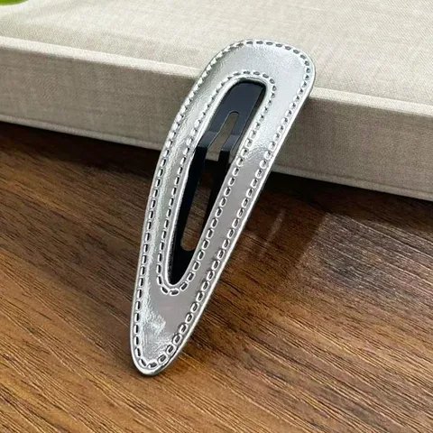 Dulces Chicas Pinza de Pelo de Cuero Plateado Geométrica Estrella Corazón Horquilla Accesorios de Cabello Diarios