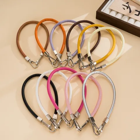 Fashion PU Leather Phone Wristband Lanyard Colorful Double Buckle Hand Strap Portable Phone Chain Bag Charm Accessory Women Jewelry