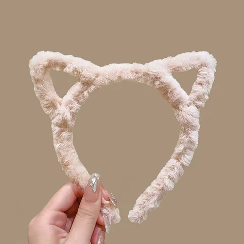 Plush Cat Ears Headband Cute Animal Ear Hair Hoop Soft Wash Face Hair Band For Women Daily Hair Accessories