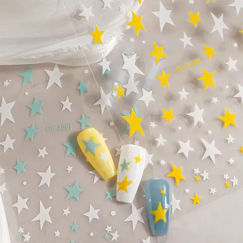 3D Pentagram Nagelstickers Zelfklevende Ster Nagel Decals Plat Ster Ontwerp Nail Art Decoraties Voor Vrouwen