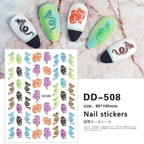 3D Chinese Draak Nagelstickers Zelfklevende Nail Art Decals Goud Kleurrijk Draak Nagelkunst Benodigdheden Voor Vrouwen