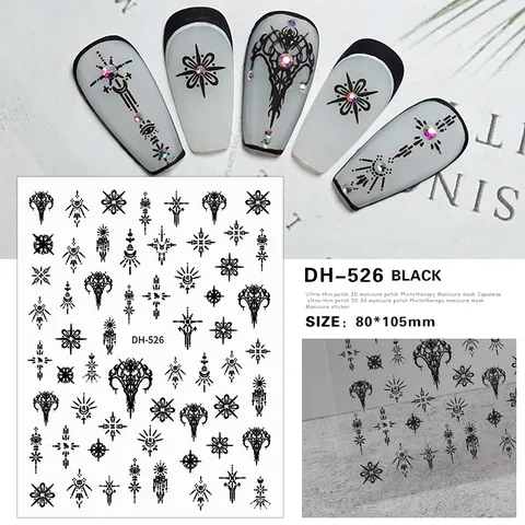 3D Zelfklevende Nagelstickers Geometrische en Bloemen Patronen Minimalistisch Ontwerp Vinger Nagel Decoratie DIY Manicure