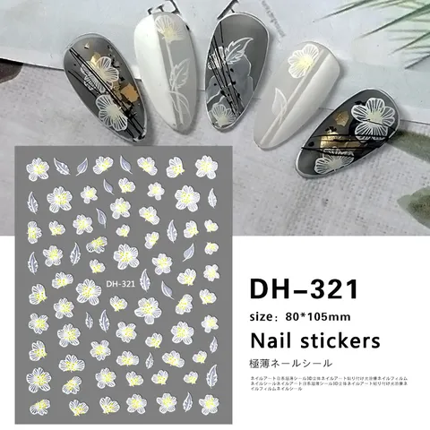 3D Inreliëf Bloemen Nagelstickers Zelfklevende Witte Bloem Nail Art Decals Elegante Manicure Decoratie Voor Vrouwen