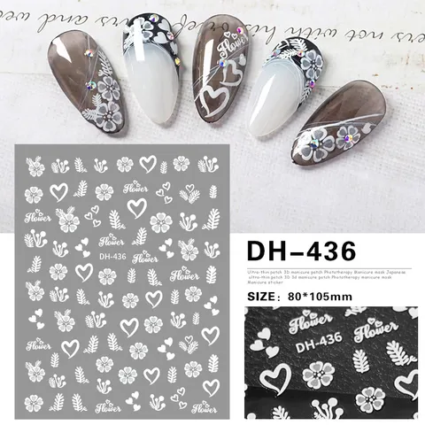 3D Floral Nail Art Stickers Witte Bloem Zelfklevende Decals Minimalistisch Bloeiend Nagelontwerp Manicure Benodigdheden