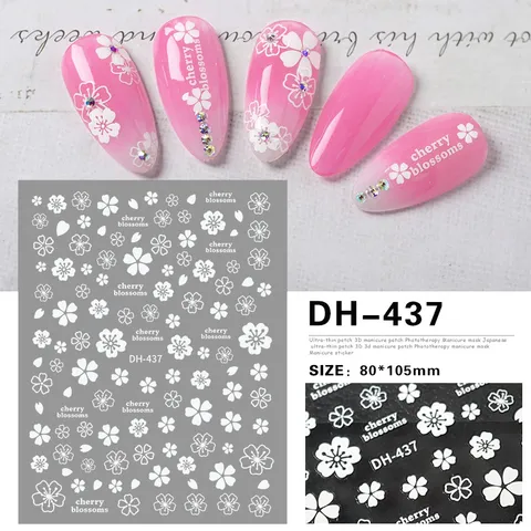 3D Floral Nail Art Stickers Witte Bloem Zelfklevende Decals Minimalistisch Bloeiend Nagelontwerp Manicure Benodigdheden