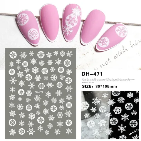 Navidad Copo de Nieve Pegatinas de Arte de Uñas Adhesivas Invierno Hielo Nieve Blanco Calcomanías de Uñas Decoraciones de Manicura Accesorios de Belleza