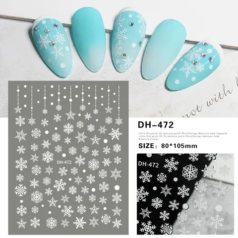 Navidad Copo de Nieve Pegatinas de Arte de Uñas Adhesivas Invierno Hielo Nieve Blanco Calcomanías de Uñas Decoraciones de Manicura Accesorios de Belleza