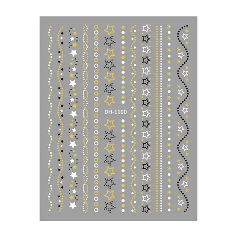 3D Nagelstickers Goudfolie GestreEpt Vijfhoekige Ster Nageldecals Manicure DIY Zelfklevende Nail Art Decoraties