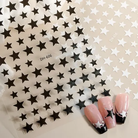3D Ster Nagelstickers Goud Zilver Blauw Roze Zwart Wit Sterren Nagel Decals Zelfklevende Nail Art Decoraties Voor Vrouwen Manicure