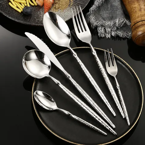 Stoviglie in Acciaio Inossidabile 304 Balletto Creativo Diamante Martellato Coltello Forchetta Cucchiaio Hotel Ristorante Coltello Bistecca Forchetta Frutta