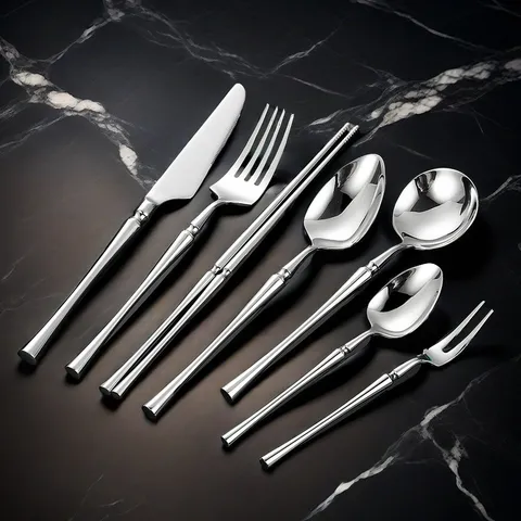 Moderno Minimalista Acciaio Inossidabile Coltello da Bistecca Forchetta Cucchiaio Set di Stoviglie Cucina Posate per Hotel Casa Adulti