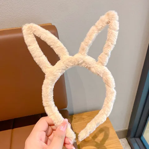 Kids Cute Plush Rabbit Ear Headband Sweet Style Soft Hair Hoops Casual Daily Wash Face Hair Accessories For Girls