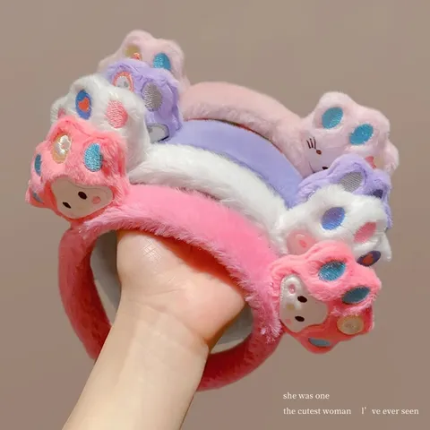 Schattige Cartoon Kattenklauw Pluche Haarband Zachte Dieren Haarring Leuke Haaraccessoires Voor Dames Feest