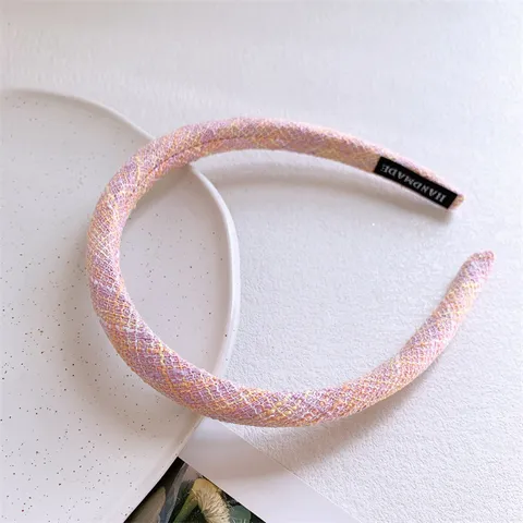 Diadema de Tela Tweed de Estilo Pastoral Dulce Para Mujeres Elegante Banda de Pelo de Corona Alta Accesorios de Cabello de Lavado de Cara Diario