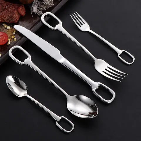 Acciaio Inossidabile Stoviglie Occidentali Set Posate Lucidato a Specchio Coltello Forchetta Cucchiaio Cucina
