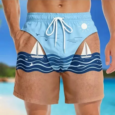 Lustige 3D Druck Herren Badehosen Tropisches Bikini Muster Kordelzug Strand Board Shorts Sommer Schnelltrocknend Schwimmhose Für Herren