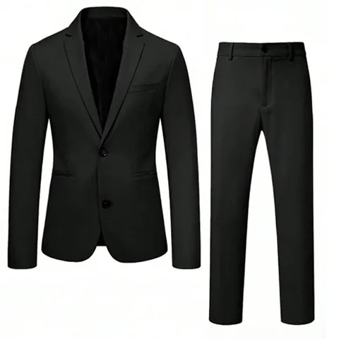 Men Business Formal Suit Top And Bottom British Style Slim Fit Wedding Banquet Formal Polyester Blazer And Pants Set