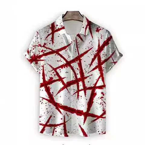 Men's Casual Short Sleeve Shirt 3D Digital Printed Polyester Button Down Hawaiian Shirt Streetwear Trendy Summer Top