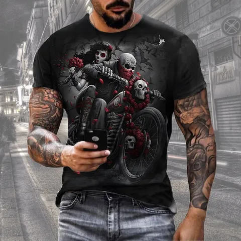 Men's Casual 3D Digital Printed Short Sleeve T-Shirt Summer Loose Crew Neck Tee