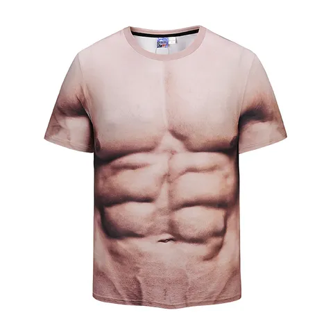Heren 3D Spier Print T-Shirt Grappig Creatief Korte Mouw Ronde Hals Casual Zomer Fitness Workout Kleding T-Shirt
