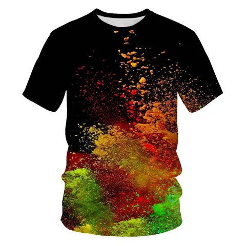 Men's Casual 3D Digital Printed Short Sleeve T-Shirt Summer Loose Crew Neck Tee