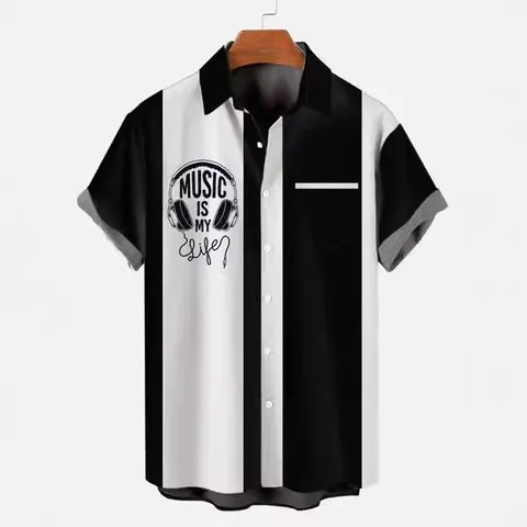 Camisa Hawaiana Estampada para Hombre Manga Corta Solapa Tropical Playa Vacaciones Casual Verano Estampado Top