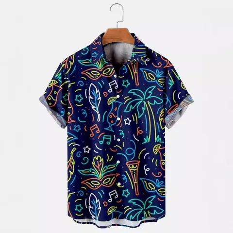 Camisa Hawaiana Estampada para Hombre Manga Corta Solapa Tropical Playa Vacaciones Casual Verano Estampado Top