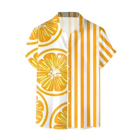 Camicia Hawaiana da Uomo Casual Larga Manica Corta Stampa Patchwork Top da Spiaggia in Poliestere per Vacanze Estive Stile Tropicale