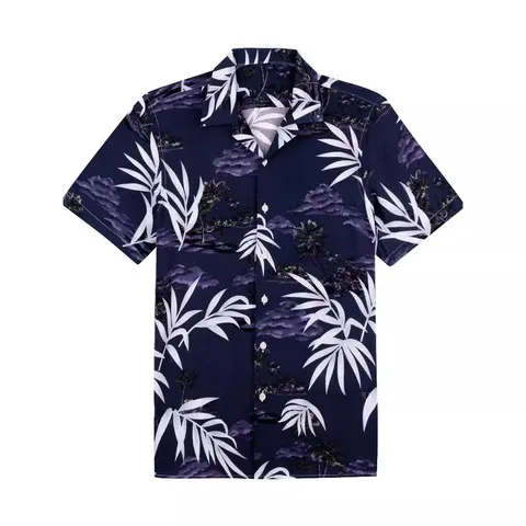 Men Casual Hawaiian Shirt Short Sleeve Turn Down Collar Tropical Floral Print Button Down Summer Beach Vacation Shirt