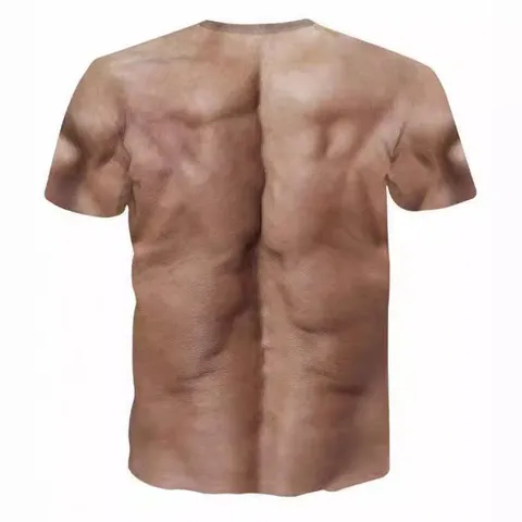 Heren 3D Spier Print T-Shirt Grappig Creatief Korte Mouw Ronde Hals Casual Zomer Fitness Workout Kleding T-Shirt