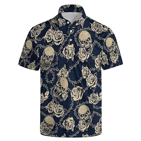 Men's Casual Plus Size Cartoon Print 3D Polo Shirt Short Sleeve Lapel Top