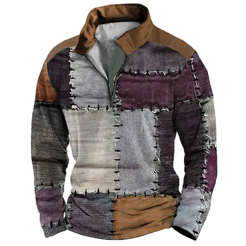 Ανδρικό Streetwear Μακρυμάνικο Μπλουζάκι Polo Πολυεστέρας 3D Ψηφιακό Τύπωμα Φερμουάρ Πέτο Casual Αθλητικό Top