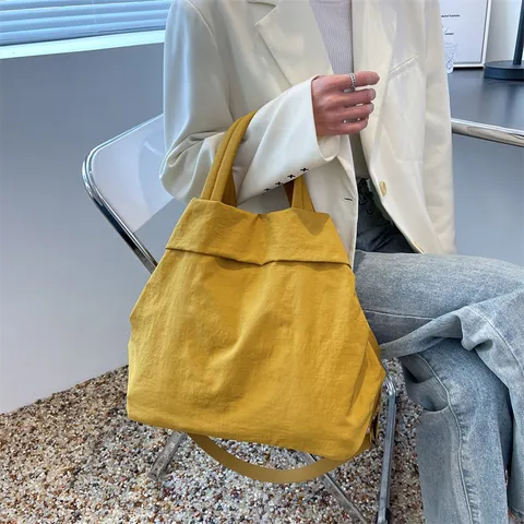 Women Large Capacity Nylon Tote Bag Casual Simple Solid Color Shoulder Crossbody Bag Fashion Commuter Handbag