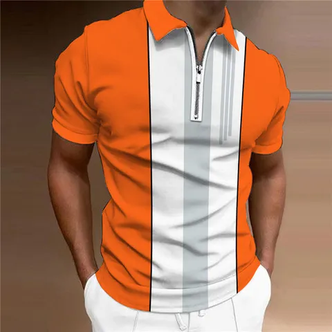 Polo de Hombre Estilo Harajuku con Cremallera Poliéster Color de Contraste Manga Corta Cuello Solapa Transpirable Casual Streetwear