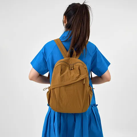 Unisex Casual Nylon Backpack Large Capacity Travel School Bag Solid Color Commuter Backpack Daypack For Men Women