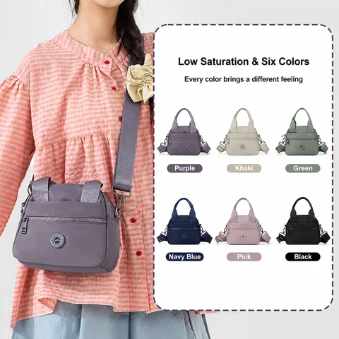 Women Nylon Shoulder Bag Casual Multi Compartment Crossbody Bag Fashion Handbag Light Travel Bag Daily Commute