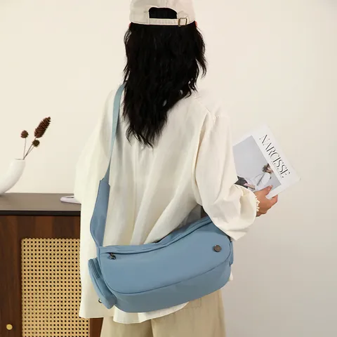 Women Fashion Nylon Shoulder Bag Casual Large Capacity Crossbody Bag Daily Commute Tote Bag Multi Pocket Handbag