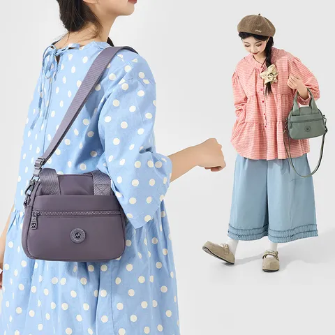 Women Nylon Shoulder Bag Casual Multi Compartment Crossbody Bag Fashion Handbag Light Travel Bag Daily Commute