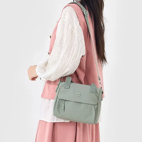 Women Casual Nylon Crossbody Bag Vintage Solid Color Lightweight Shoulder Bag Daily Commute Handbag With Multiple Pockets