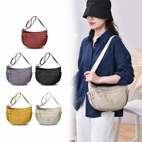 Women Fashion Nylon Shoulder Bag Casual Multi-Pocket Large Capacity Crossbody Bag Chic Underarm Daily Bag