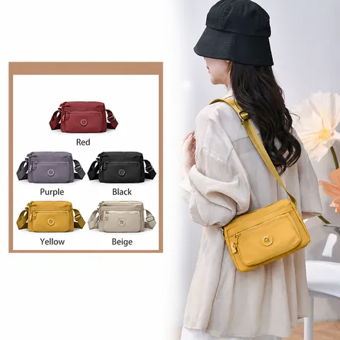 Women Casual Nylon Crossbody Bag Versatile Multi Pocket Shoulder Bag Daily Commuter Handbag Waterproof Travel Bag