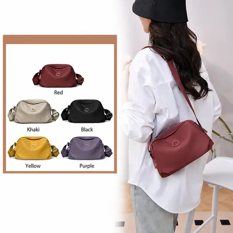 Womens Casual Waterproof Nylon Shoulder Bag Fashion Crossbody Bag Lightweight Small Square Bag