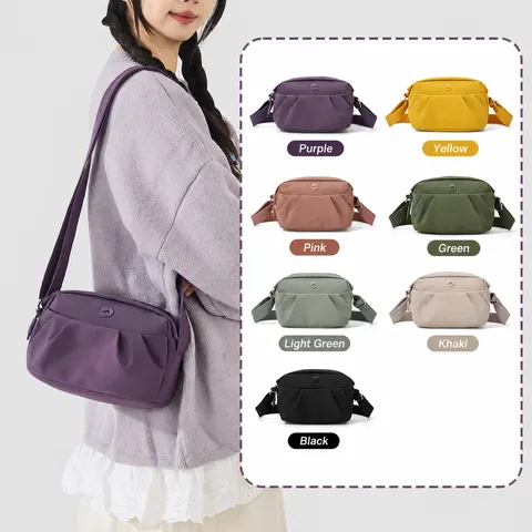 Women's Casual Nylon Crossbody Bag Lightweight Multi-Pocket Small Square Shoulder Bag Daily Travel Fashion Handbag