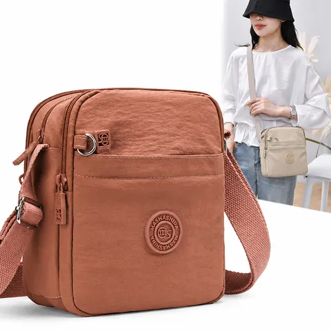 Casual Multi-Compartment Women Crossbody Bag Lightweight Waterproof Nylon Shoulder Bag Large Capacity Messenger Bag