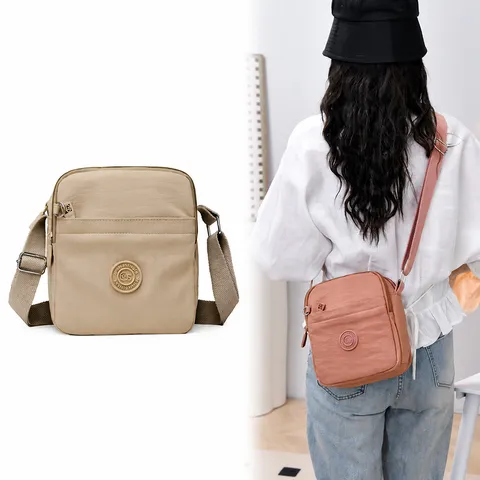 Casual Multi-Compartment Women Crossbody Bag Lightweight Waterproof Nylon Shoulder Bag Large Capacity Messenger Bag