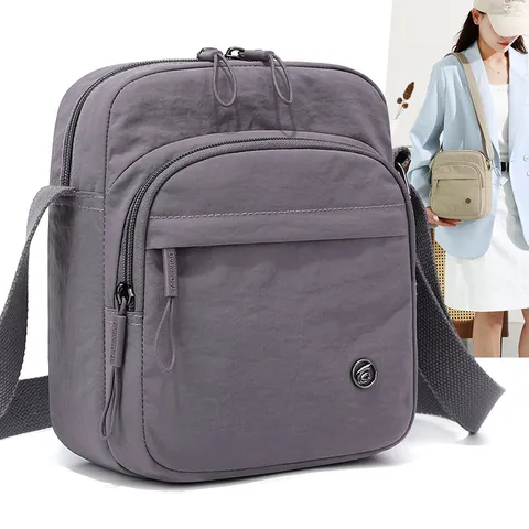 Casual Nylon Crossbody Bag Simple Portable Daily Shoulder Bag Multi Pocket Lightweight Travel Handbag For Women