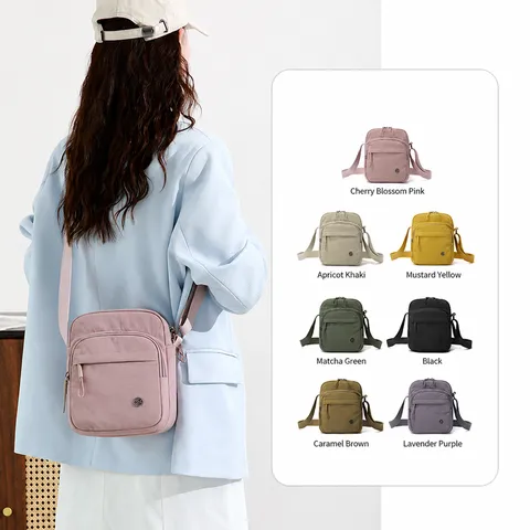 Casual Nylon Crossbody Bag Simple Portable Daily Shoulder Bag Multi Pocket Lightweight Travel Handbag For Women