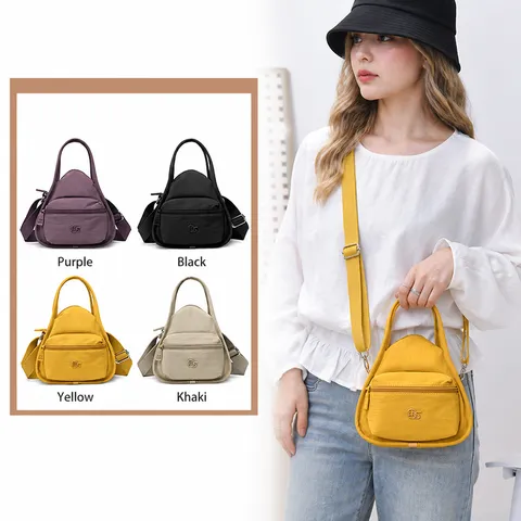 Women Nylon Crossbody Bag Casual Fashion Shoulder Bag Lightweight Commuter Top Handle Bag Multi Pockets Daily Handbag
