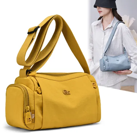 Womens Fashion Casual Nylon Crossbody Bag Multi Pocket Shoulder Bag Daily Commuting Handbag With Zipper
