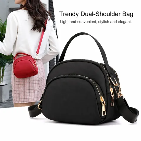 Women's Casual Nylon Crossbody Bag Small Shoulder Bag Multi-Pocket Handbag Purse